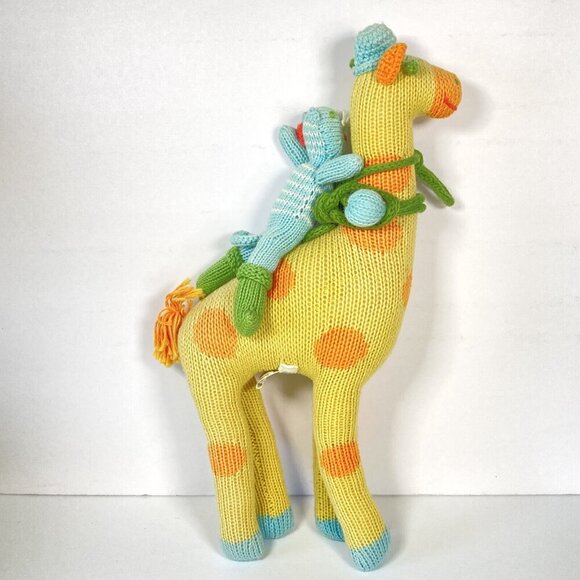 Blabla Stuffed Animal Giraffe Plush with Cat Rider & Bird Hand Knit Made In Peru - Picture 3 of 7